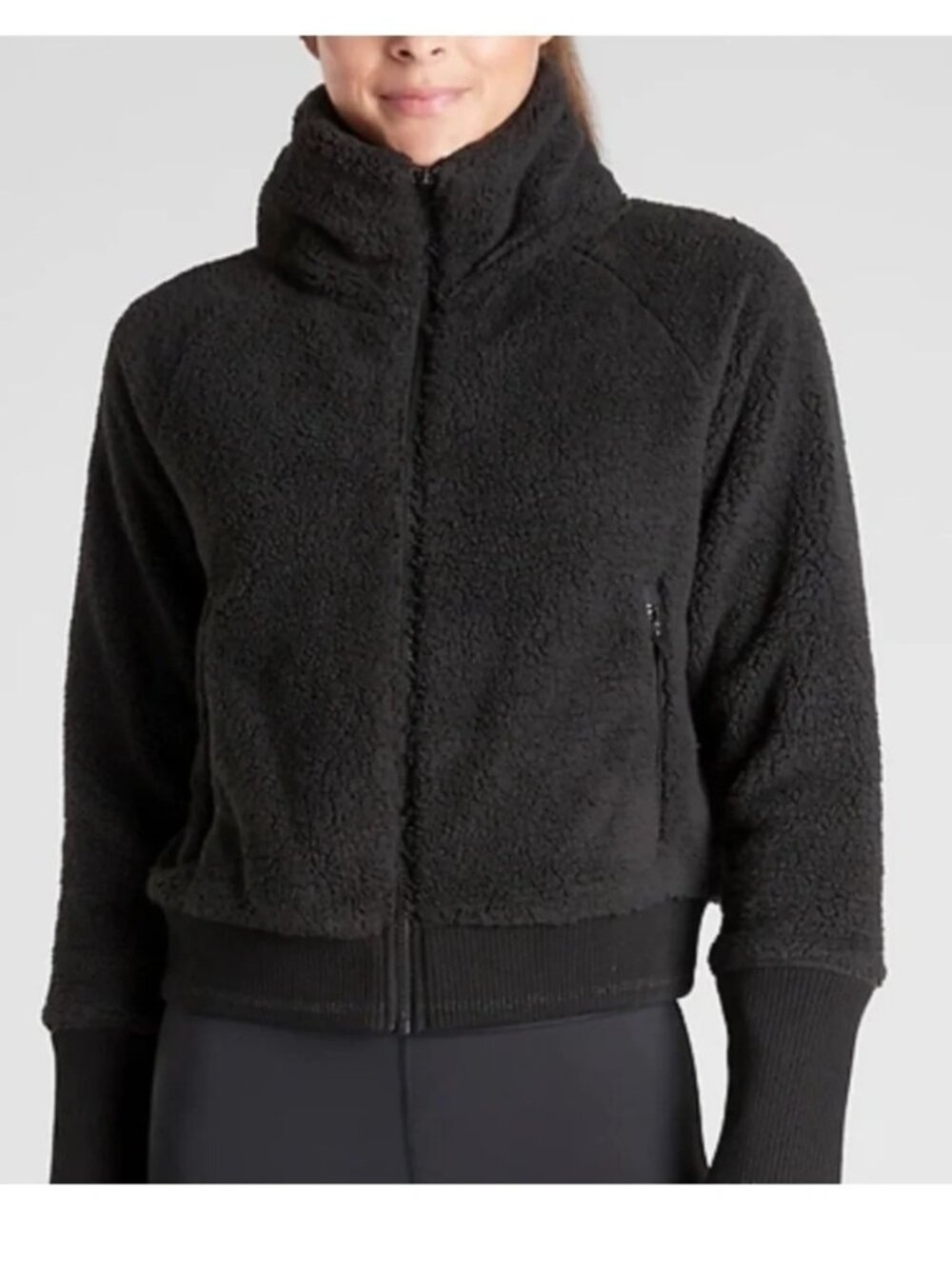 Athleta Tugga Sherpa Cozy Jacket Black Medium